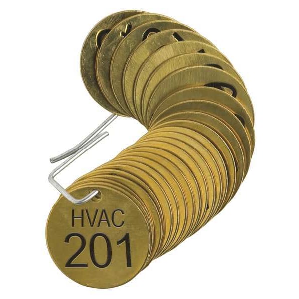 Number Tag, Brass, HVAC 201-225, PK25
