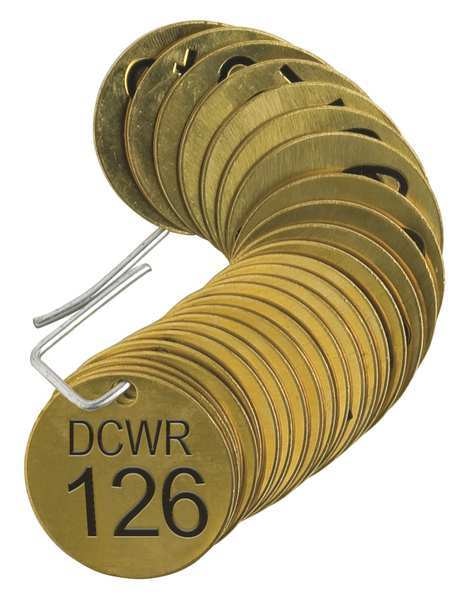 Number Tag, Brass, DCWR 126-150, PK25