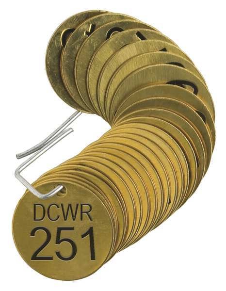 Number Tag, Brass, DCWR 251-275, PK25