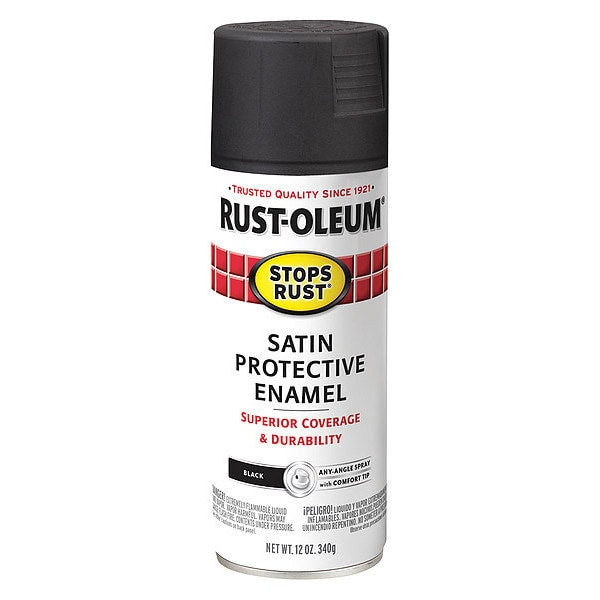Spray Paint, Black, Satin, 12 oz