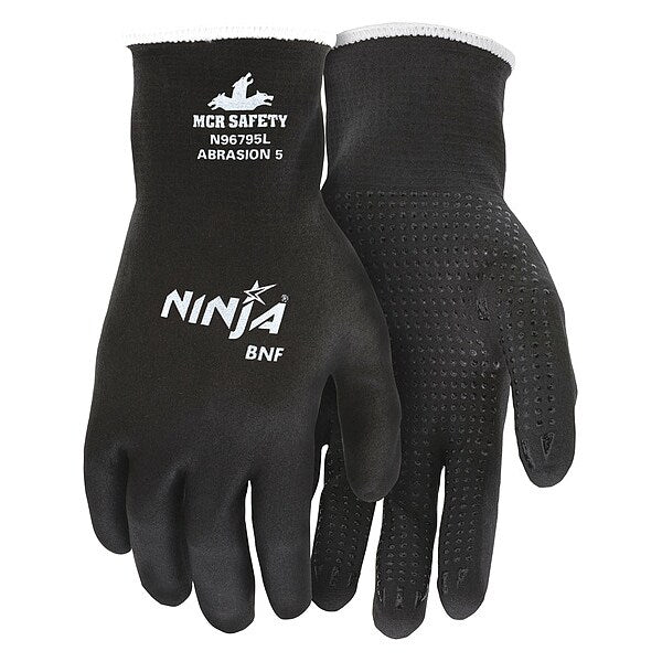 Foam Nitrile Coated Gloves, Full Coverage, Black, XL, PR