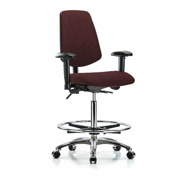 Fab Hi Bench Chair, Med, Bk, CF, Cast, Bur, Caster Type: Rolling