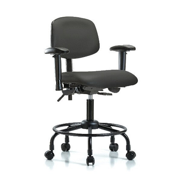 Bench Chair, Vinyl, RT, AA, Casters, Gry