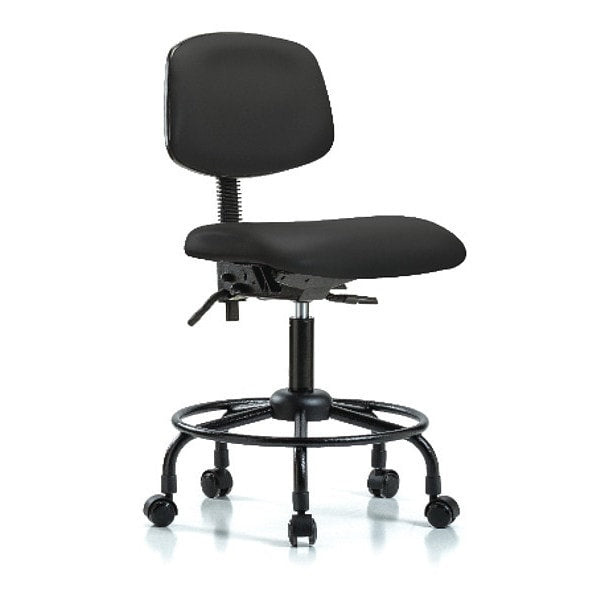 Bench Chair, Vinyl, RT Tilt, Casters, BLK