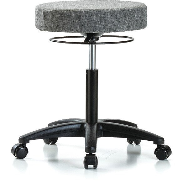 Bench Stool, Med, Fabric, Casters, Gry