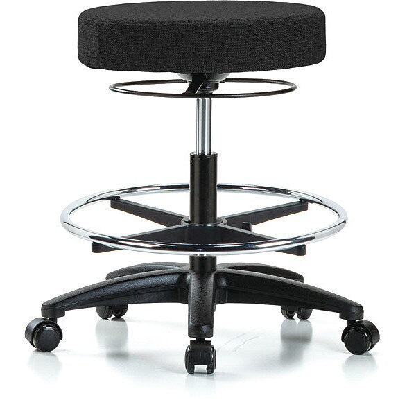 Bench Stool, Med, Fabric, CF, Casters, Blk