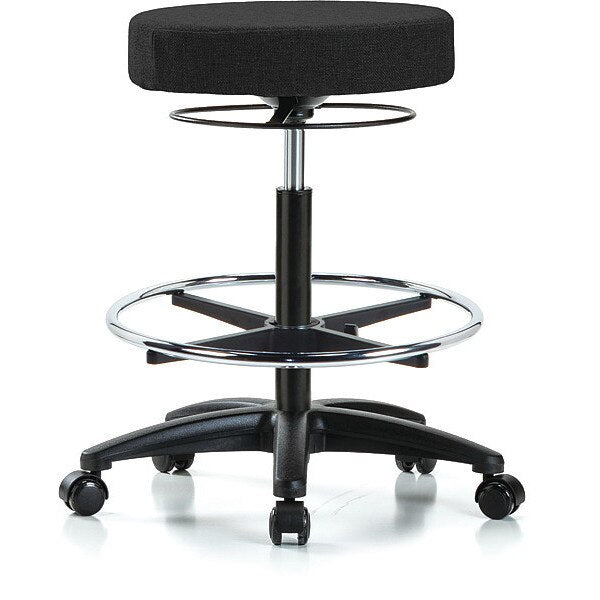 Bench Stool, Hi, Fabric, CF, Casters, Blk
