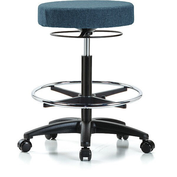 Bench Stool, Hi, Fabric, CF, Casters, Blu