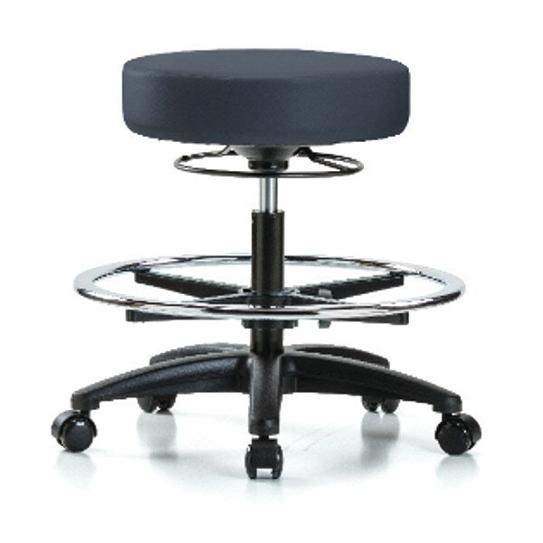 Bench Stool, Med, Vinyl, CF, Casters, Nav