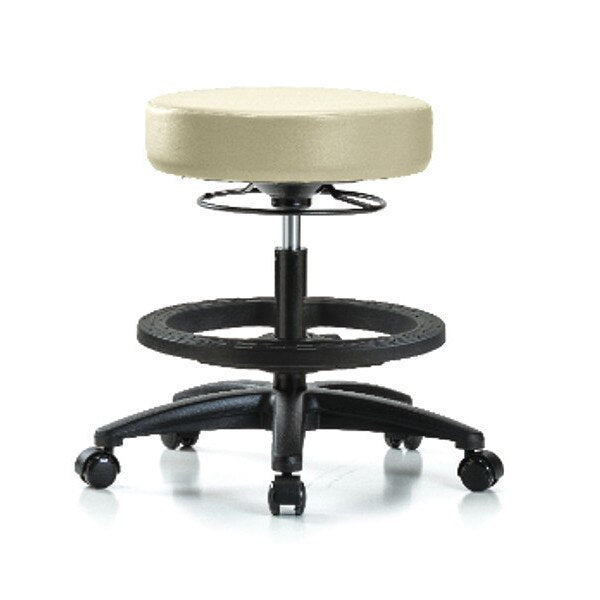 Bench Stool, Med, Vinyl, BF, Casters, Wht