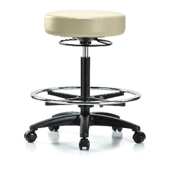 Bench Stool, Hi, Vinyl, CF, Casters, Wht