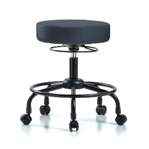 Bench Stool, Med, Vinyl, RT, Casters, Nav