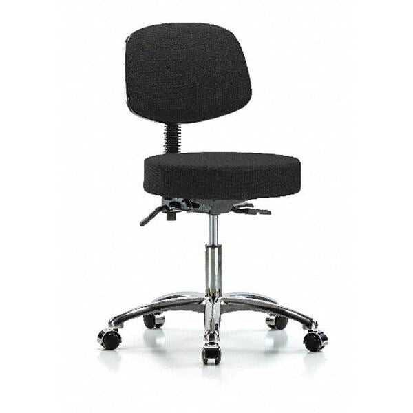 Desk Stool, Fabric, Bk Chrome, Casters, Blk