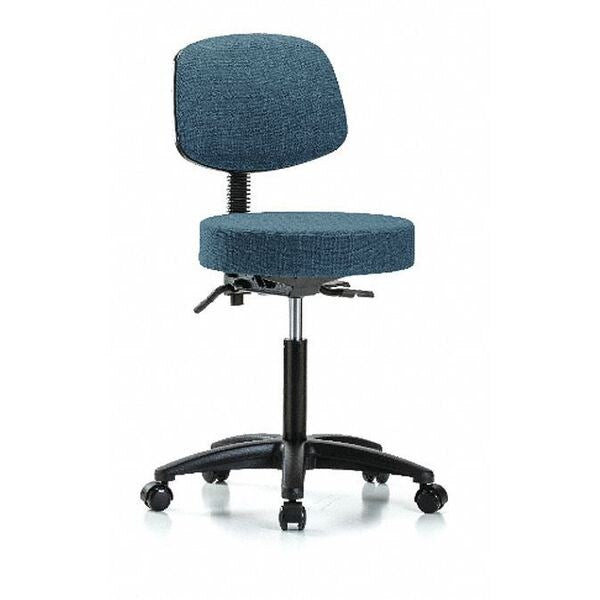 Bench Stool, Med, Fabric, Bk Casters, Blu