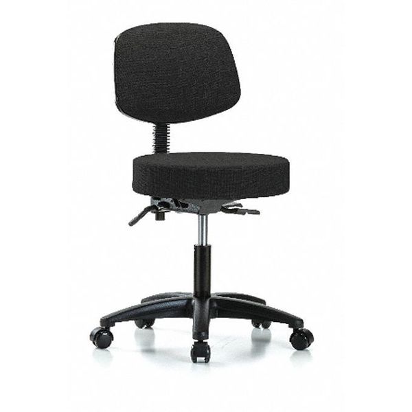 Desk Stool, Fabric, Bk, Tilt Casters, Blk