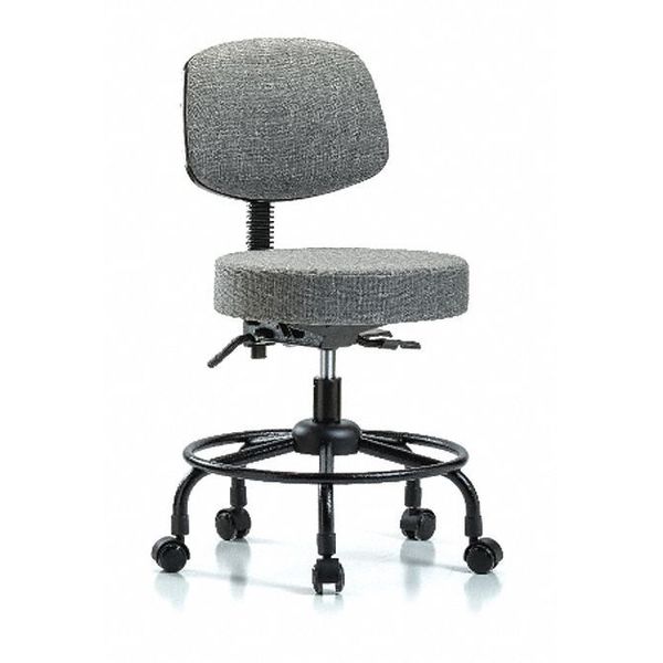 Desk Stool, Fabric, Bk, RT, Casters, Gry