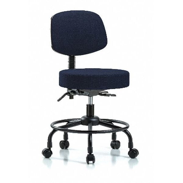 Desk Stool, Fabric, Bk, RT, Casters, Nav