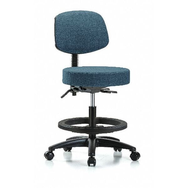 Bench Stool, Med, Fab, Bk, BF, Casters, Blu