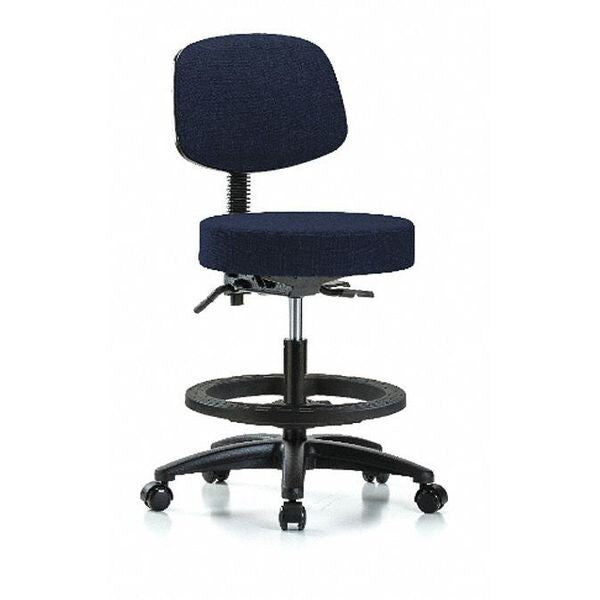 Bench Stool, Med, Fab, Bk, BF, Casters, Nav