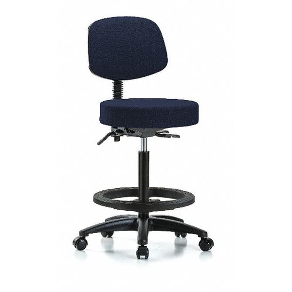 Bench Stool, Hi, Fabric, Bk, BF, Casters, Nav