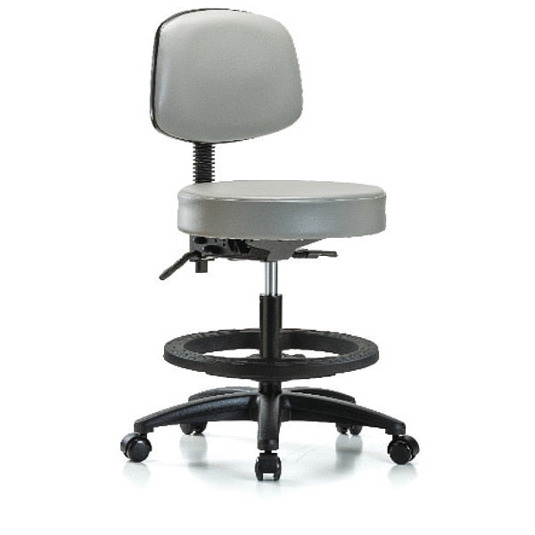 Bench Stool, Med, Vin, Bk, BF, Casters, Dov