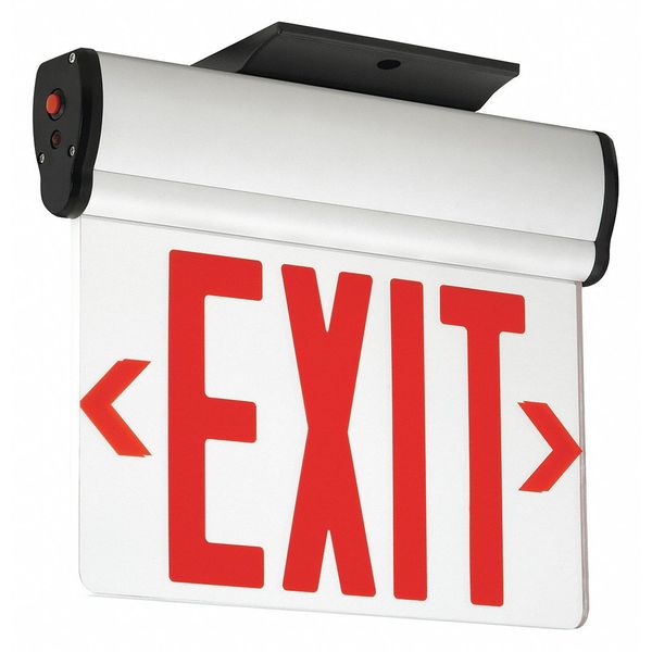Edge-Lit Exit Sign, LED, Battery BackUp, Rd, CELS1RNE