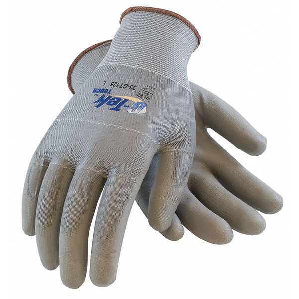 Polyurethane Coated Gloves, Palm Coverage, Gray, 2XL, 12PK