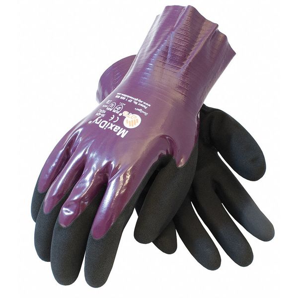 Foam Nitrile Coated Gloves, Palm Coverage, Purple/Black, XL, 12PK