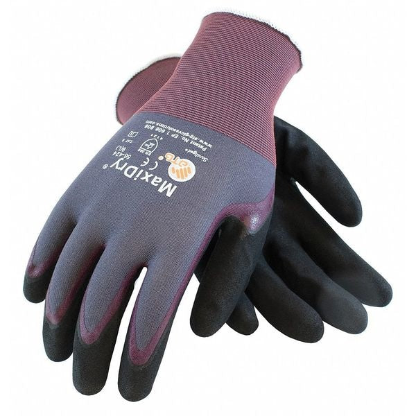 Foam Nitrile Coated Gloves, Palm Coverage, Purple/Black, XL, 12PK