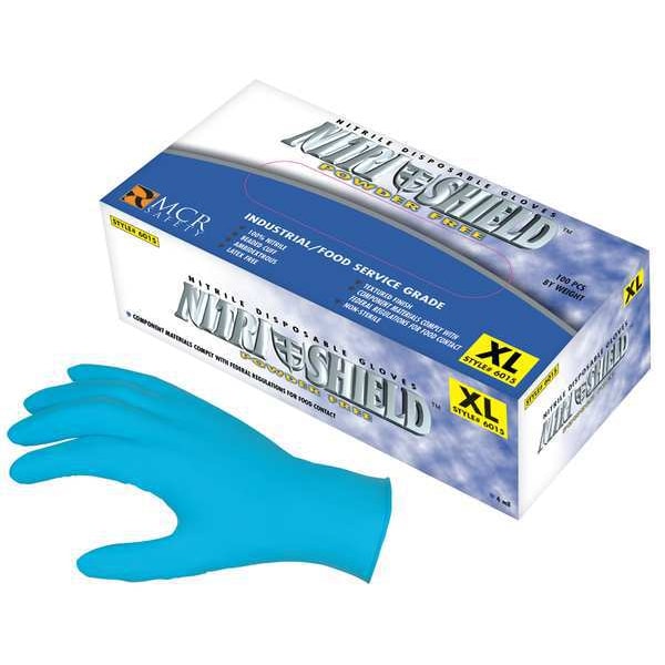 Disposable Industrial/Food Grade Gloves, Nitrile, Powder Free, Blue, L, 100 PK