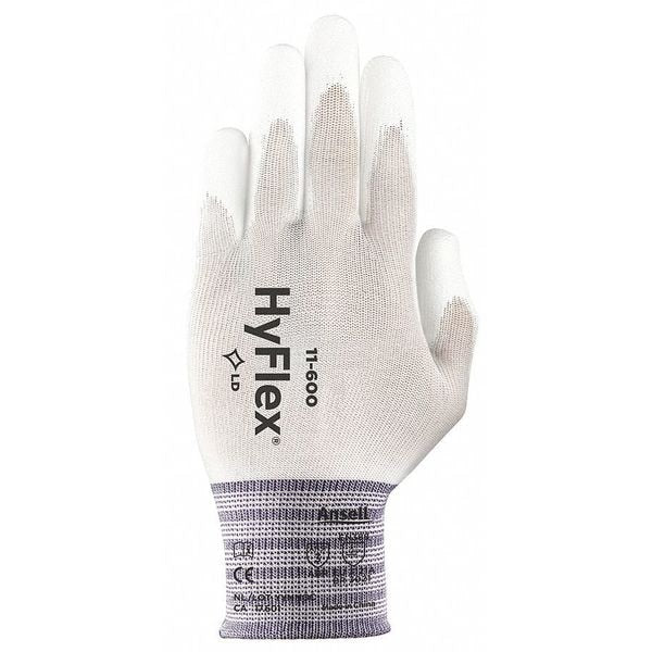 Polyurethane Coated Gloves, Palm Coverage, White, 10, PR