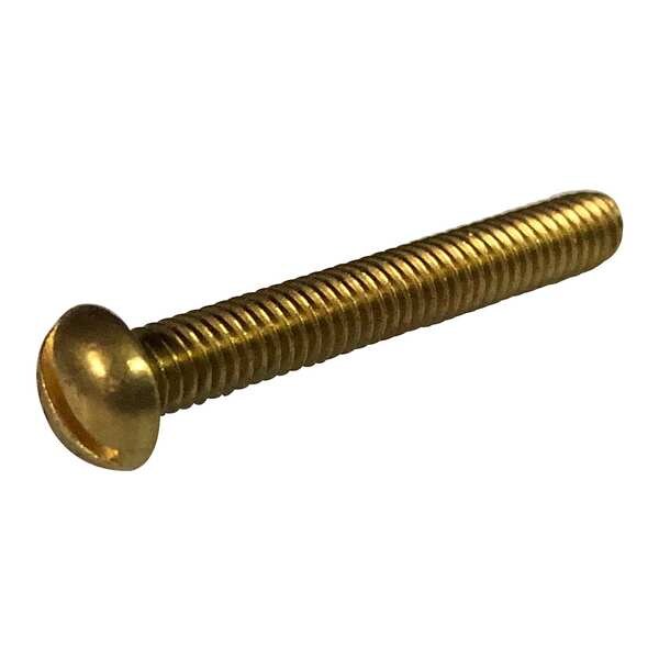 #10-32 x 1 in Slotted Round Machine Screw, Plain Brass, 6000 PK