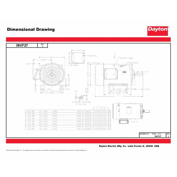 3-Phase General Purpose Motor, 3 HP, 182/4 Frame, 208-230/460V AC Voltage, 3,510 Nameplate RPM