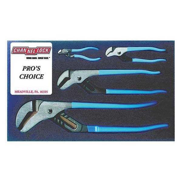 4 Piece Plastic Grip Tongue and Groove Plier Set Dipped Handle