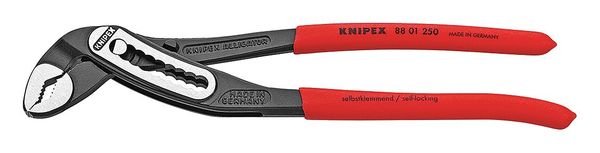 10 in V-Jaw Water Pump Plier Serrated, Plastic Grip