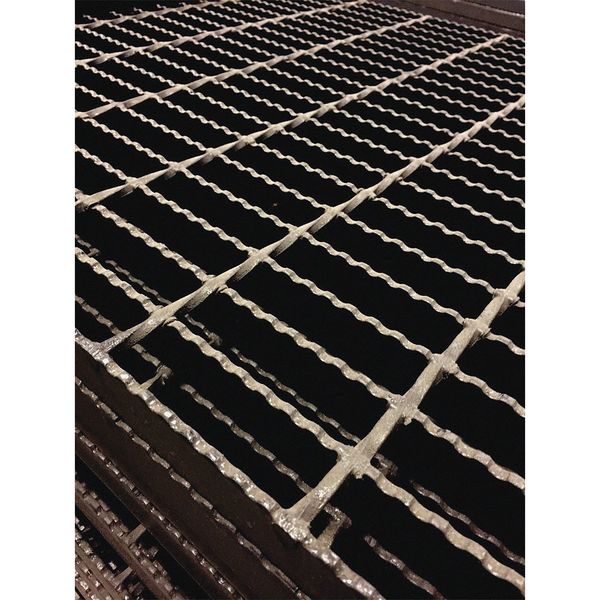 Bar Grating, Serrated, 96 in L, 36 in W, 1.0 in H, Black Painted Steel Finish