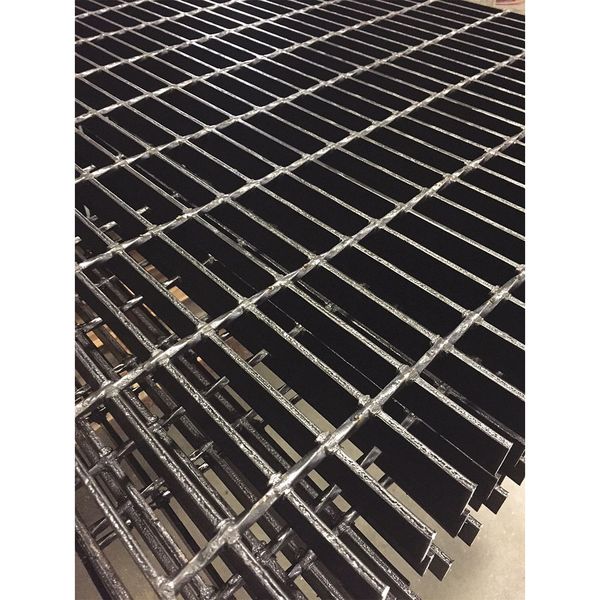 Bar Grating, Smooth, 48 in L, 36 in W, 1.0 in H, Black Painted Steel Finish