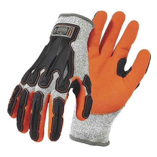 Impact Gloves, Level 5, Gray/Orange, L, PR