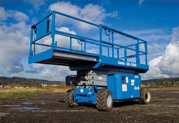 Electric Scissor Lift, Yes Drive, 1,000 lb Load Capacity, 8 ft 6 in Max. Work Height