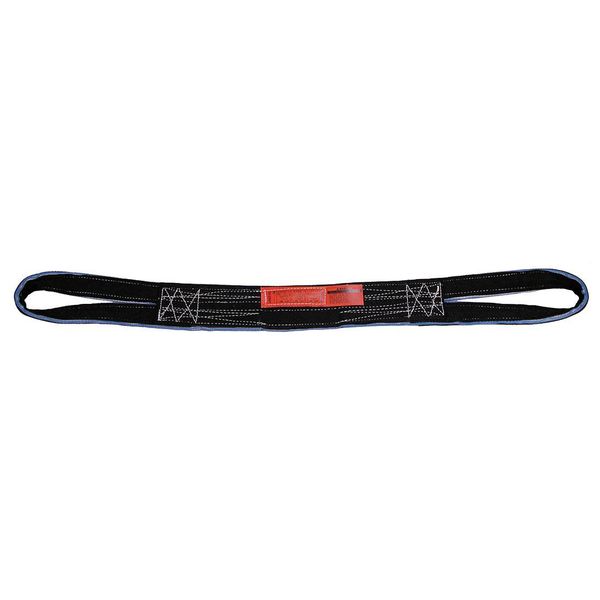 Web Sling, Reverse Eye - Type 6, 6 ft L, 4 in W, Tuff-Edge Polyester, Black