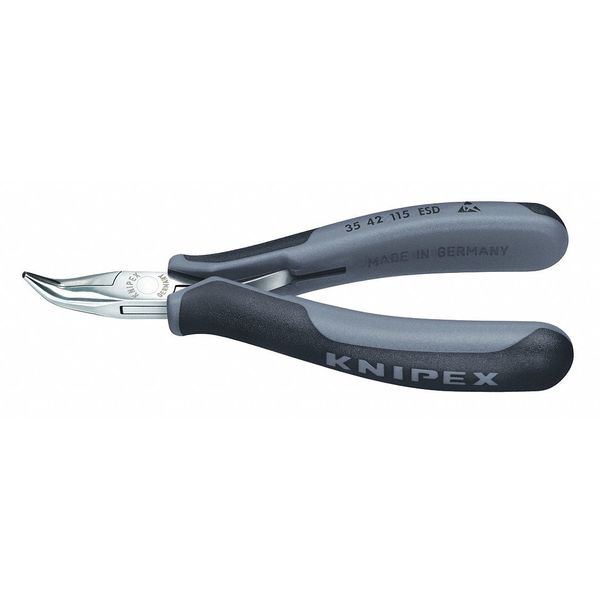 4 1/2 in Bent Round Nose Plier Multi-Component Grip Handle