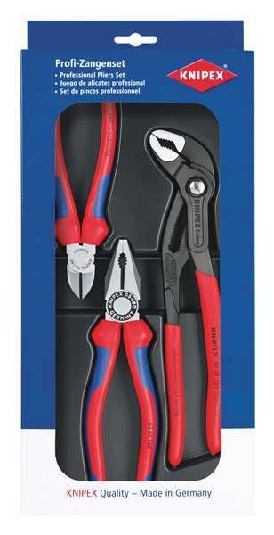 3 Piece Bi-Material Grip Plier Set Non-Slip Plastic Coating/Two-Color Multi-Component Grips Handle