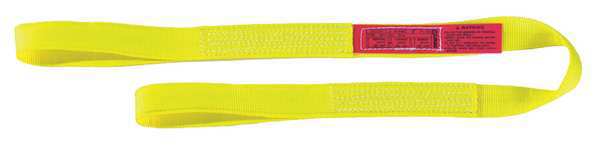Web Sling, Flat Eye and Eye, 10 ft L, 4 in W, Nylon, Yellow
