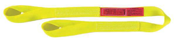 Web Sling, Twisted Eye and Eye, 7 ft L, 1 in W, Nylon, Yellow