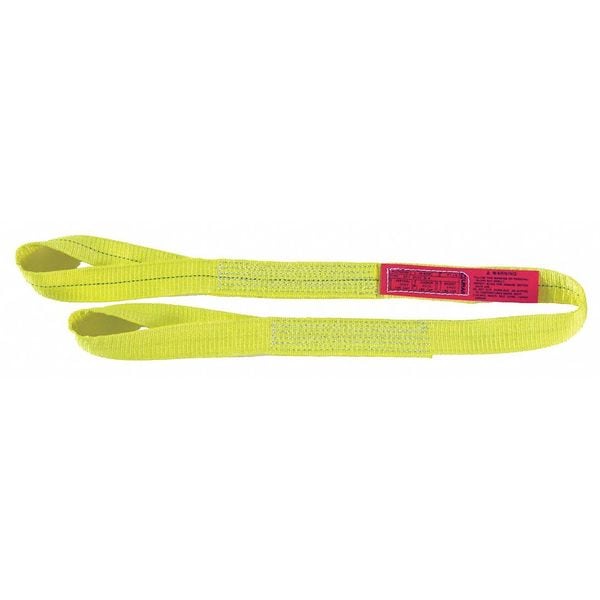 Web Sling, Twisted Eye and Eye, 15 ft L, 3 in W, Polyester, Yellow