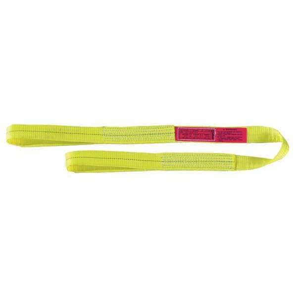 Web Sling, Flat Eye and Eye, 8 ft L, 6 in W, Polyester, Yellow