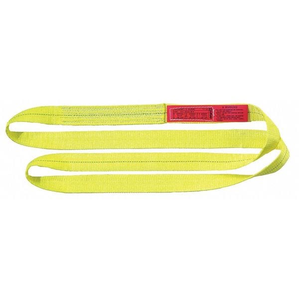 Web Sling, Endless, 3 ft L, 1 in W, Polyester, Yellow