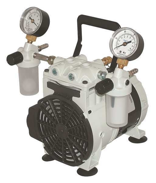 Piston Vacuum Pump, 1/4 HP, 27.6in. Hg