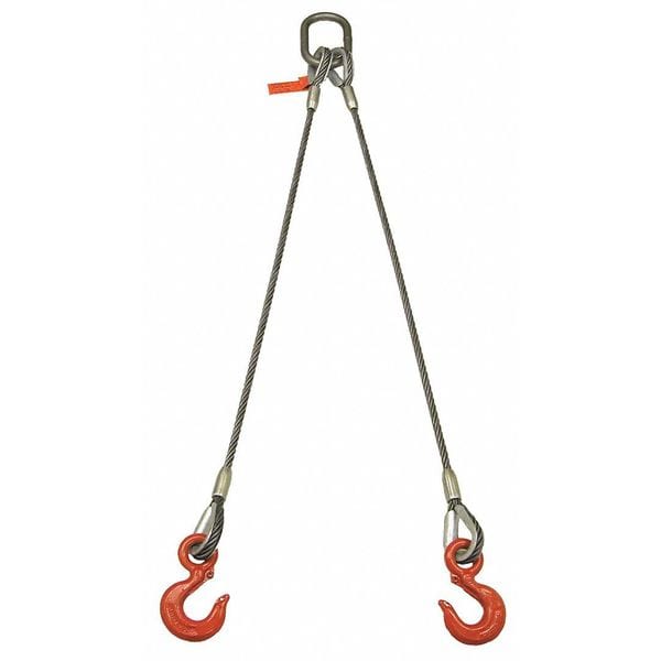 Sling, Wire Rope, 2 Ft L, 2200 Lb @ 60