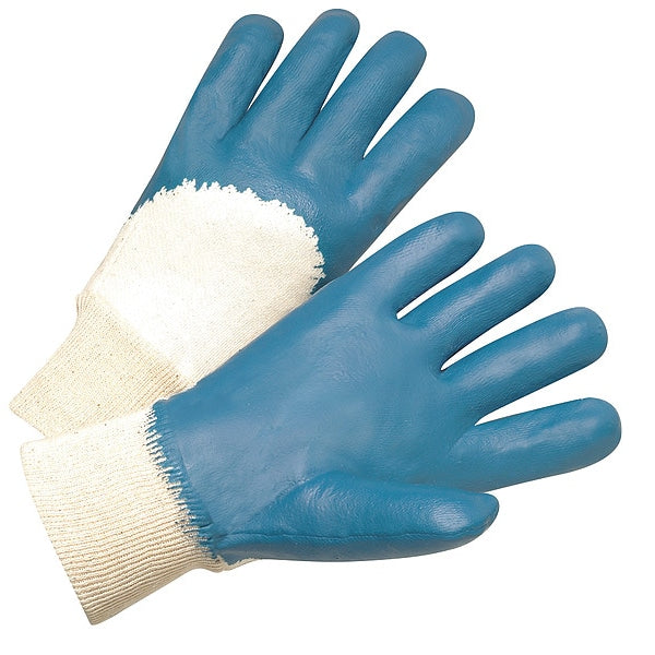 Nitrile Coated Gloves, 3/4 Dip Coverage, Blue/White, L, 12PK